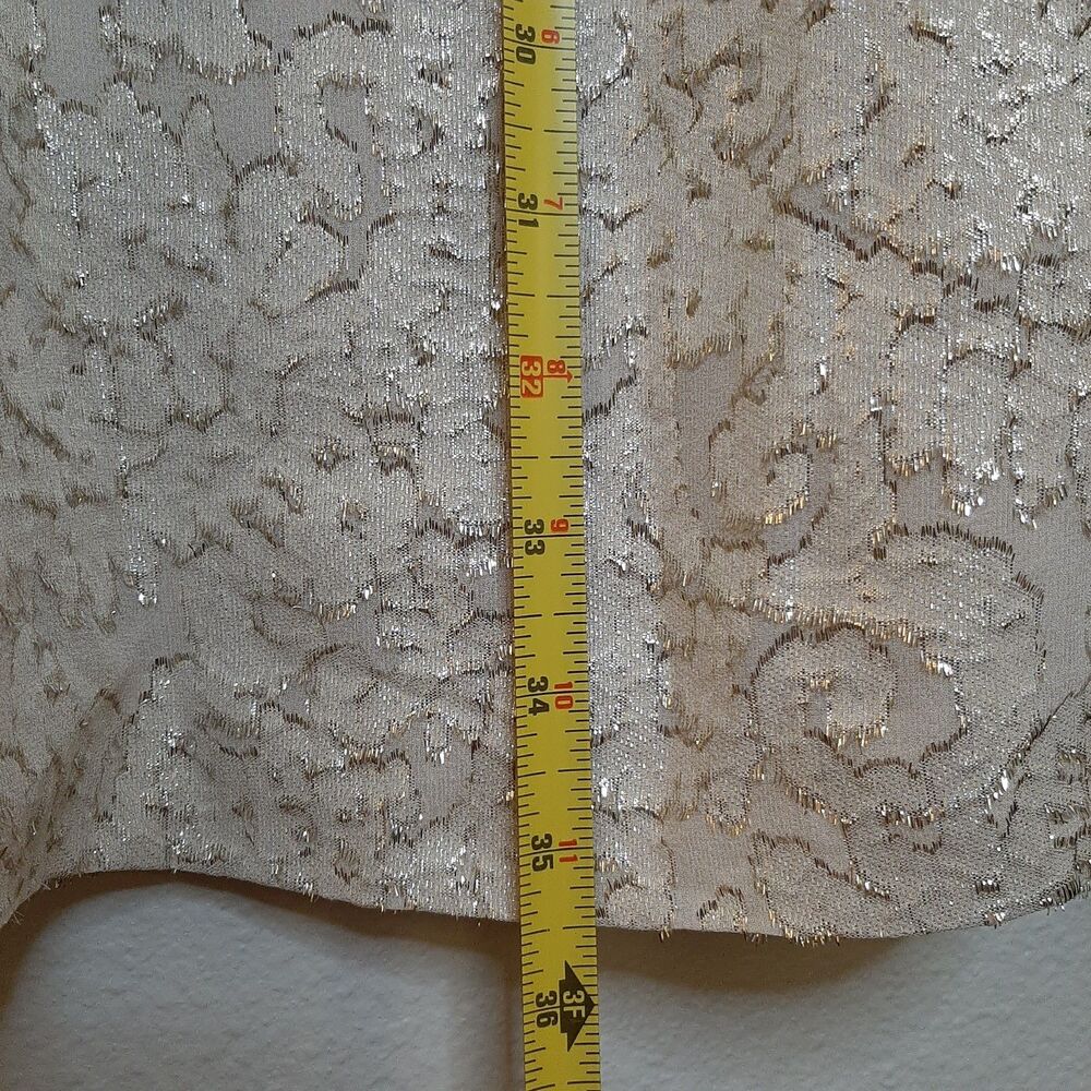 NEW Elizabeth & James Dress Beige Women Size 6 Sparkle Shift Dress LS $425 Silk - Picture 2 of 13